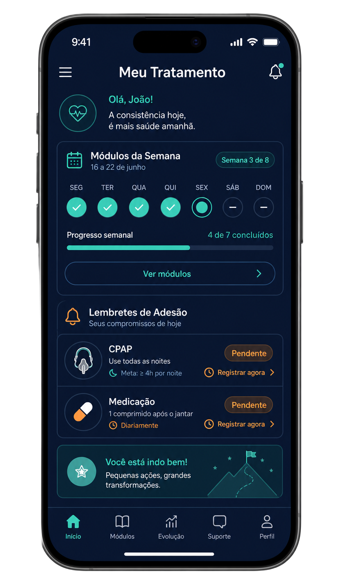 Tela do aplicativo O Médico do Sono: Meu tratamento